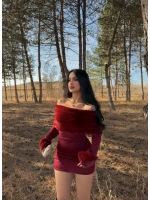 Bordo Yakası Kürklü Madonna Elbise