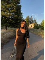 Boyun Fularlı Maxi Elbise