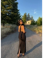 Boyun Fularlı Maxi Elbise