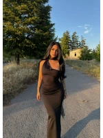 Boyun Fularlı Maxi Elbise