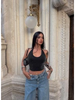 Boyundan Geçmeli Simli Crop