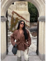 Camel Loren Kemerli Süet Ceket