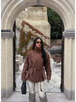 Camel Loren Kemerli Süet Ceket