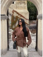 Camel Loren Kemerli Süet Ceket
