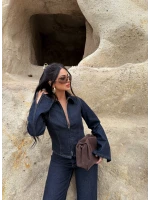 Çift Fermuarlı Denim Takım