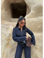 Çift Fermuarlı Denim Takım