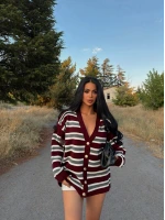 Çizgili Kolej Triko Hırka