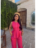 Çizgili Peplum Takım