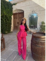 Çizgili Peplum Takım