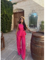 Çizgili Peplum Takım