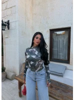 Dik Yaka Dalgıç Kamuflaj Crop