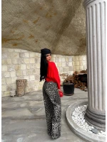 Dökümlü Leopar Palazzo Pantolon