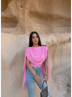 Pembe Drapeli Pelerin Bodysuit