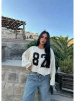 Ekru 82 Kolları Volanlı Triko