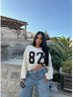 Ekru 82 Kolları Volanlı Triko