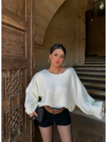 Ekru Batwing Oversize Triko Kazak