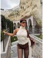 Ekru Fermuarlı Bolerolu İkili Takım