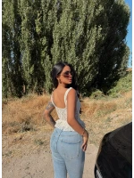 Ekru Önü Kancalı Güpürlü Büstiyer