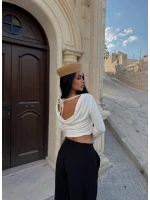 Ekru Sırt Degaje Basic Crop