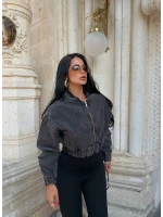 Fermuarlı Denim Bomber Ceket