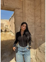 Fermuarlı Dik Yaka Bodysuit