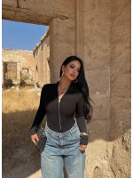Fermuarlı Dik Yaka Bodysuit