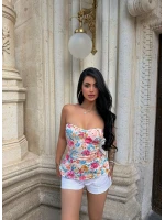 Flowers Denim Straplez