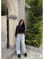 Gri Ara Biyeli Paça Lastik Eşofman