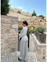 Gri Yaka Düğmeli İkili Takım