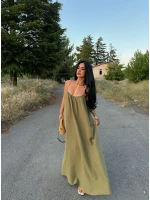 Haki Alina Müslin Salaş Elbise