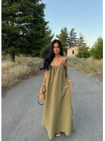 Haki Alina Müslin Salaş Elbise