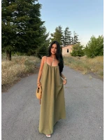 Haki Alina Müslin Salaş Elbise