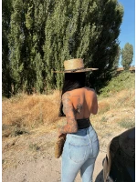 Haki Tek Omuz Aksesuarlı Degaje Crop