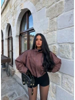 Kahve Balon Kol Süet Ceket