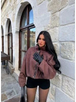 Kahve Balon Kol Süet Ceket
