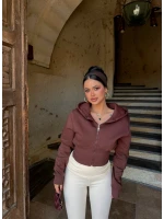 Kahve Bel Korseli Şardonlu Sweat