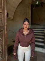 Kahve Bel Korseli Şardonlu Sweat
