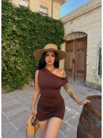 Kahve Düşük Omuz Sandy Elbise