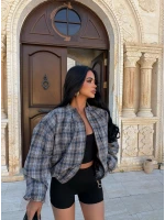 Kahve Ekose Bomber Mont