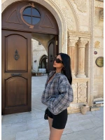 Kahve Ekose Bomber Mont