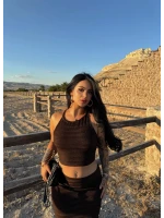 Kahve Etek Büstiyer Gipeli İkili Takım