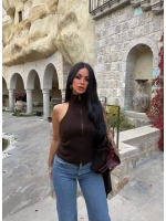 Kahve Fermuarlı Bolerolu İkili Takım