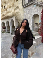 Kahve Fermuarlı Bolerolu İkili Takım