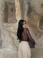 Kahve İçi Astarlı Güpürlü Bodysuit
