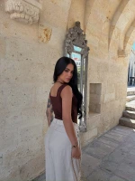 Kahve Kare Yaka Basic Bodysuit