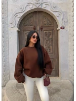Kahve Kol Parçalı Şardonlu Sweat