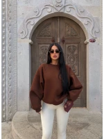 Kahve Kol Parçalı Şardonlu Sweat