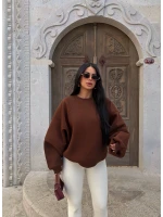 Kahve Kol Parçalı Şardonlu Sweat