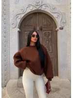 Kahve Kol Parçalı Şardonlu Sweat