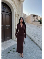 Kahve Mona Vatkalı Midiboy Elbise